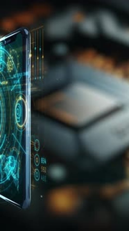 Futuristic Digital HUD Elements Technology Phone Animation