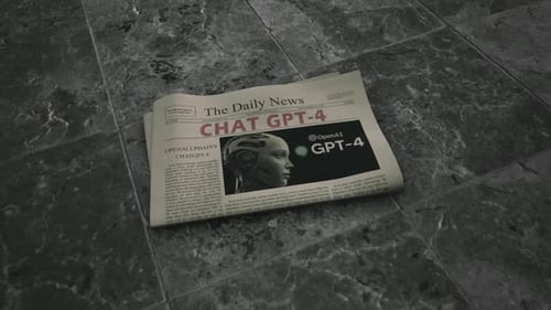 AI Robot Technology News Newspaper Headline Reveal