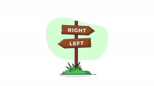4K Wood Stake with Right-Left Direction Signs Arrows Animation Video