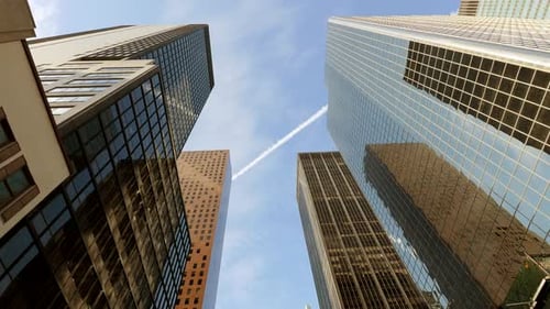 Cityscape Skyline View of High Rise Corporate Office Business District Blocks