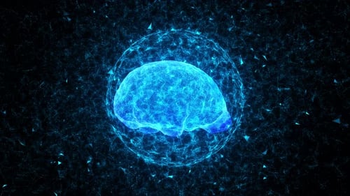 Digital Brain in Glowing Plexus Network