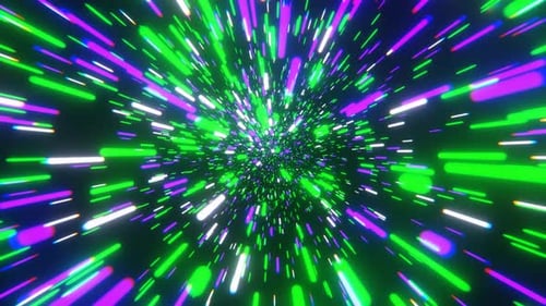 Green White And Purple Infinite Hyper Space Neon Tunnel Background Vj Loop I 4K