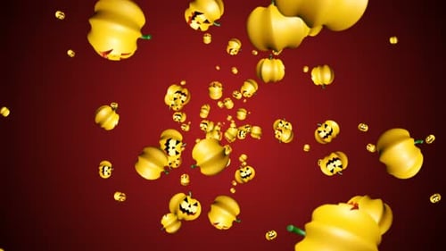 Animated 3D Halloween Pumpkins Flying Loop Background