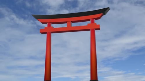Traditional Japanese Red Torii Gate