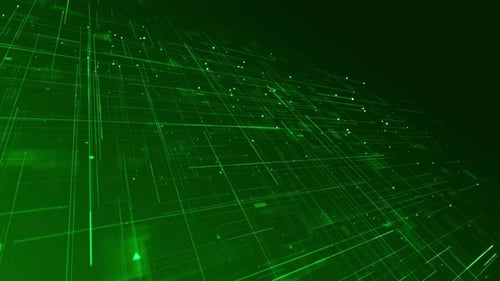 Green digital line and grid perspective technology abstract background concept