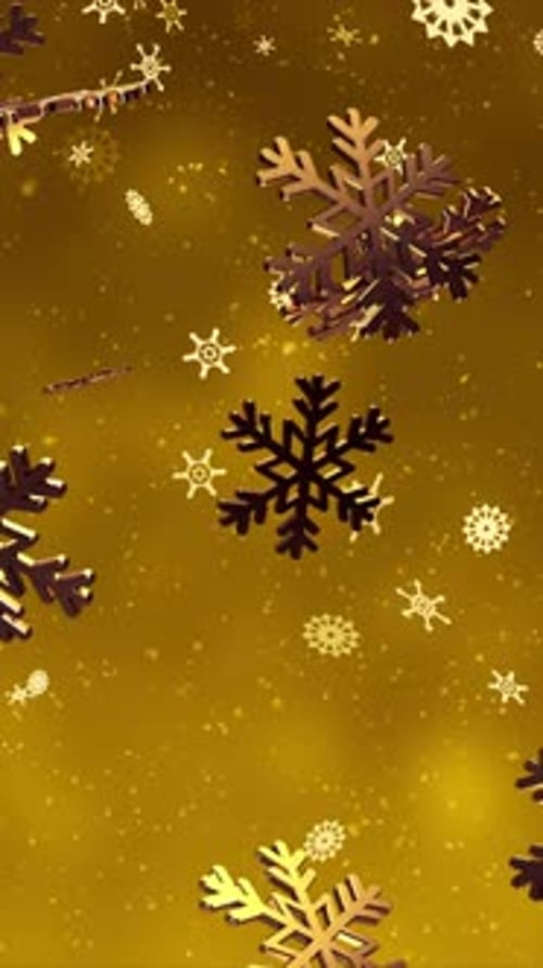Vertical Golden Christmas Snowflakes Falling