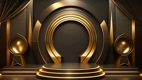 Elegant Black and Gold Awards Stage Podium Loop