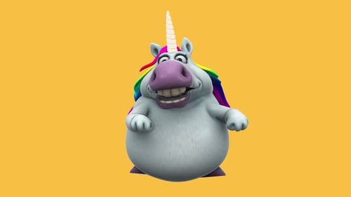 Fun 3D cartoon unicorn dancing (with alpha channel)