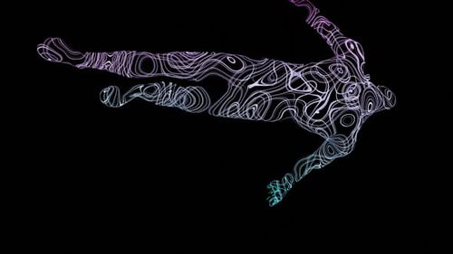 Abstract Contour Silhouette of Falling Person