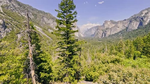 Beautiful Panorama of Yosemite Valley and Nature and Mountain Landscape in California