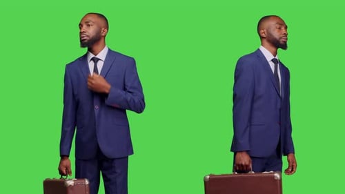 Formal Businessman Carrying Suitcase for Corporate Job
