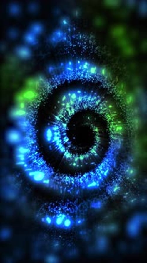 Abstract Glowing Particle Spiral Tunnel Background Animation