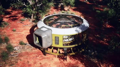 Futuristic Habitat Pod on Remote Alien Planet