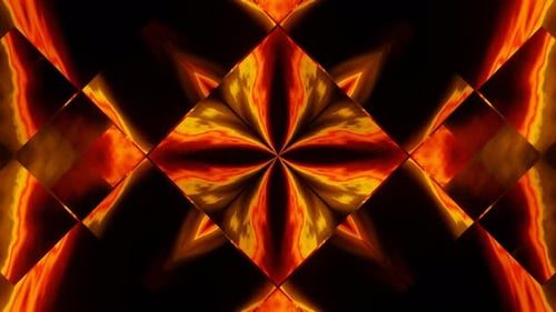 Abstract Fiery Glowing Kaleidoscope Seamless Loop Background