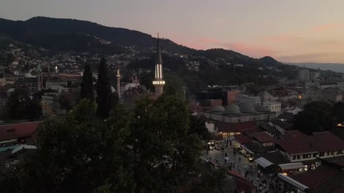 Top view of old city center of Sarajevo