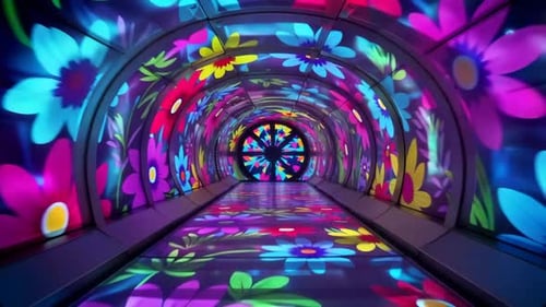 Bunte florale Projektionstunnel-Kunstinstallation