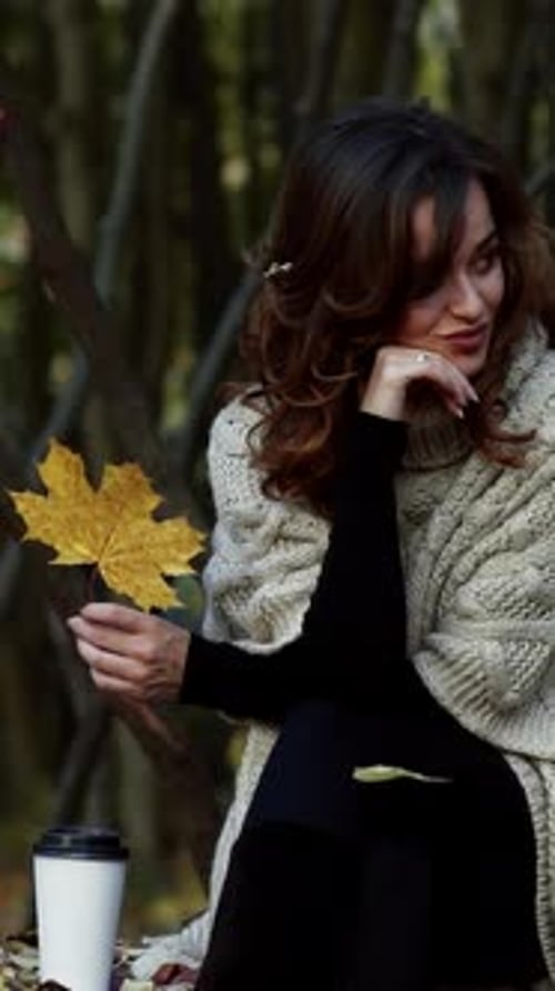 Autumn woman in autumn park. Autumn woman in autumn park. Warm sunny weather.