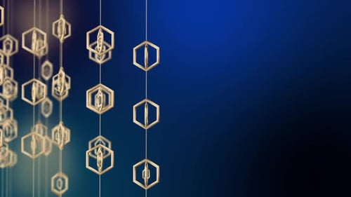 Elegant Golden Geometric Ornaments on Blue Background