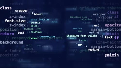 Programming source code scrolling on a screen software development technology background loop