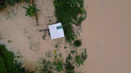 Aerial top down view flood