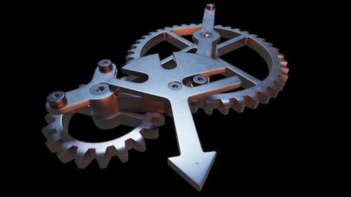 Abstract Loop of Working Mechanical Gears and Levers
