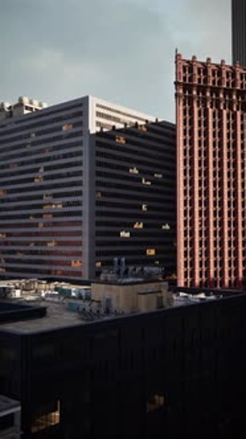 Impressive City Skyline With Tall Buildings