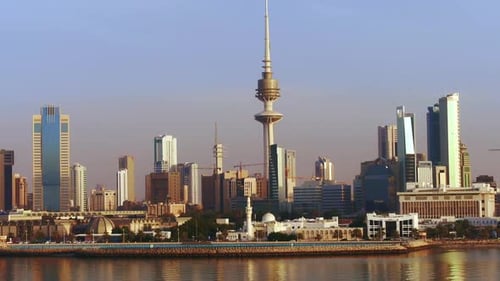 Stunning Aerial View of Kuwait City at Dusk