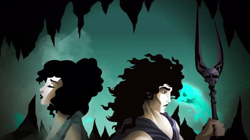 Dark Fantasy Characters in Cave with Ethereal Glow