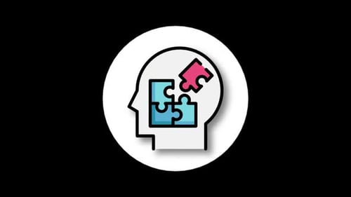 Animated Human Head Puzzle Icon for Problem Solving