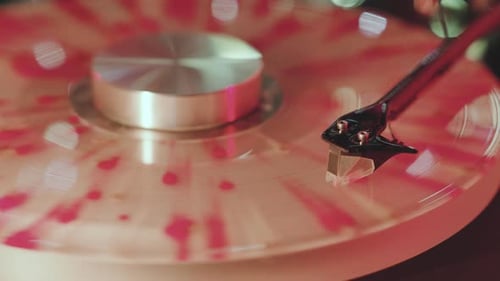Experience the Charm and Warmth of a Vinyl Record Player Featuring a Captivating and Colorful