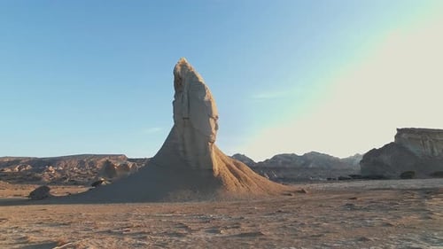 Unique Rock Formations in Desert Landscape - Aerial View