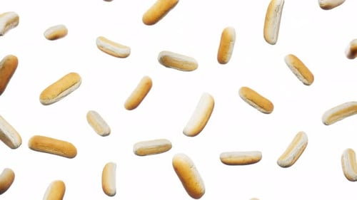 Pãezinhos de cachorro-quente flutuantes sem costura em branco