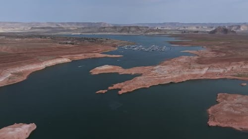 Aerial Top View of Lake Powell and Glen Canyon in Arizona