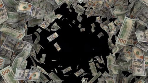 Animated Falling Hundred Dollar Bills Transition