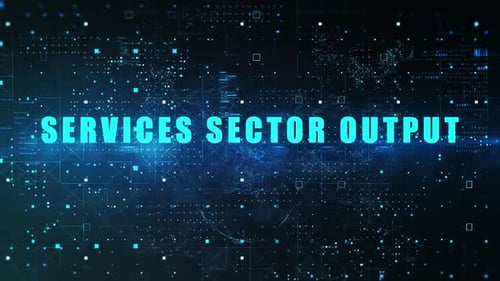 Services Sector Output Word In Economic Indicators On Digital Background