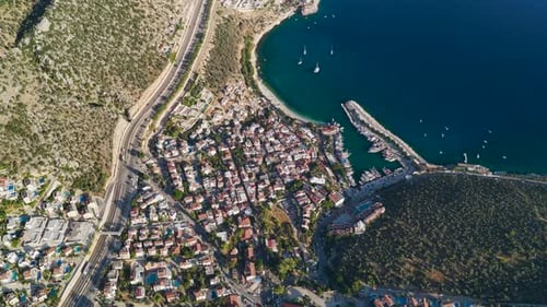 Aerial Video of View of Sunrise Town By the Mediterranean