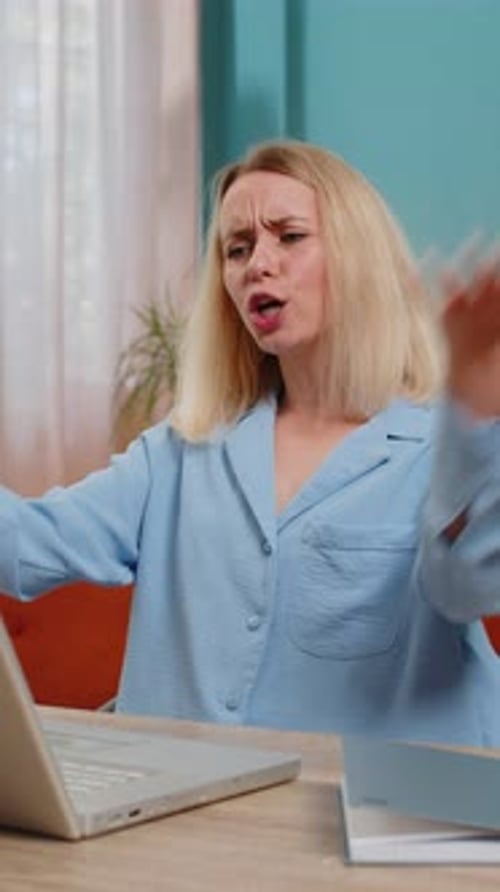 Frustrated Woman Having Software Problems with Laptop Angry Girl Nervous Seeing Error Mistake Virus