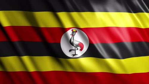 Uganda National Flag Realistic Fabric Waving Animation