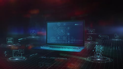 Futuristic Digital Network Laptop Technology Intro