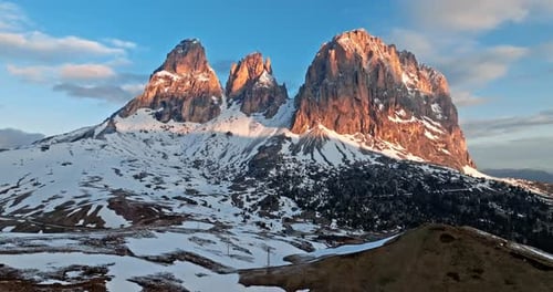 Majestic Langkofel in the Dolomites South Tyrol Aerial Alpine Landscapes