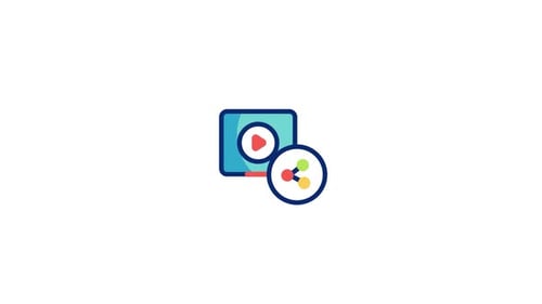 Flat Design Video Player and Share Icon Animation