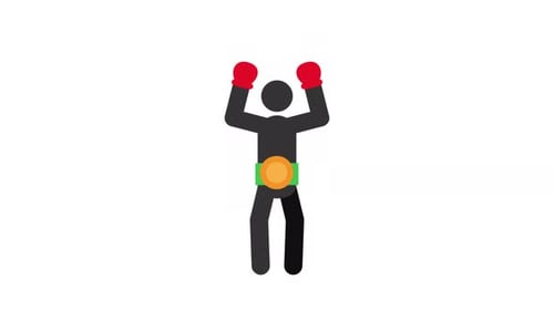 Flat Design Boxer Champion Celebration Animation