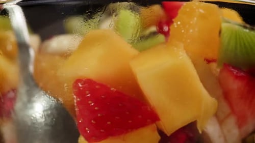 Delicious Fruit Salad in Glass Bowl
