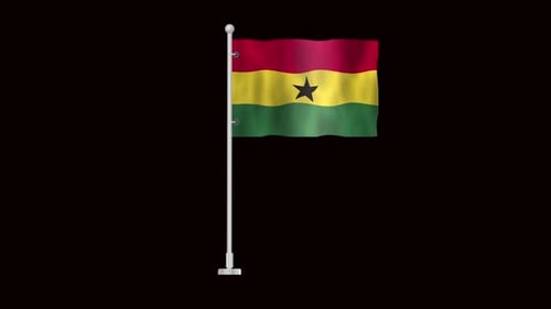 Realistic Waving Ghana Flag Animation on Pole