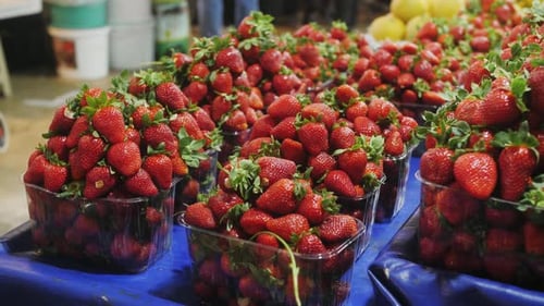 Fresh Strawberries for Sale at a Market in Turkey