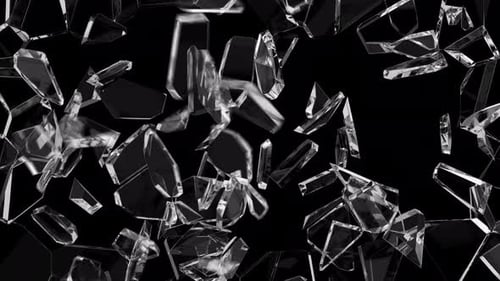 Shards flying from right to left.