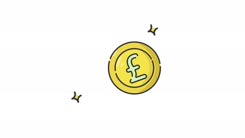 Animated Flat Design Pound Sterling Coin Icon