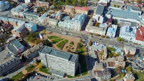 Aerial view of residential district. Building city abstract aerial drone view