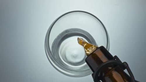 Craft Beer Filling Glass Closeup. Unfiltered Alcoholic Liquid Bubbling Inside Clean Goblet Super ...