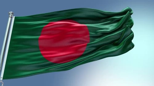 Realistic Waving Bangladesh National Flag Animation Loop